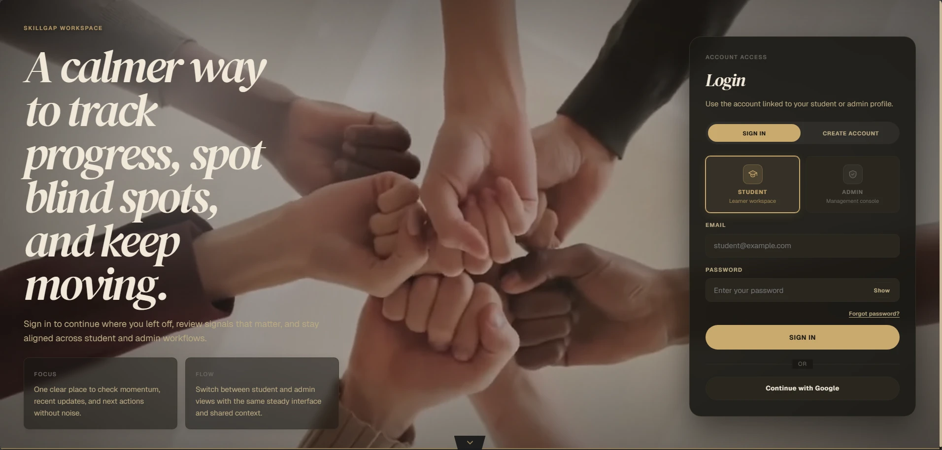 SkillGap sign-in page
